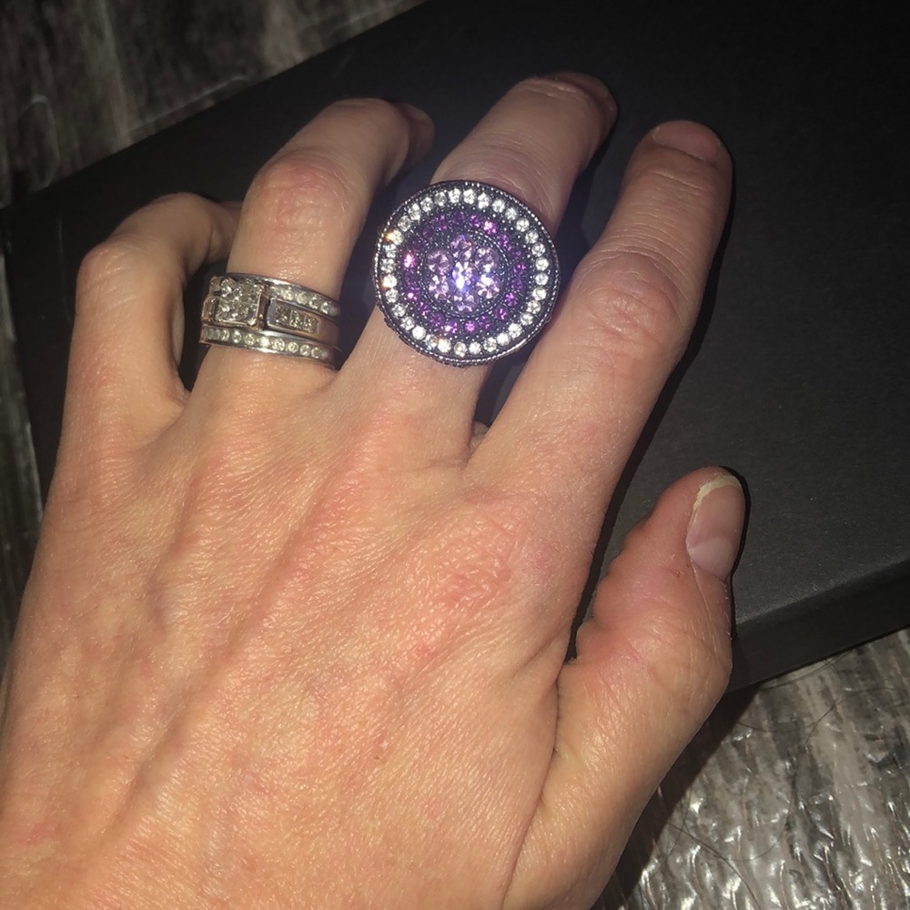 Lia Sophia Purple Crystal Halo Ring